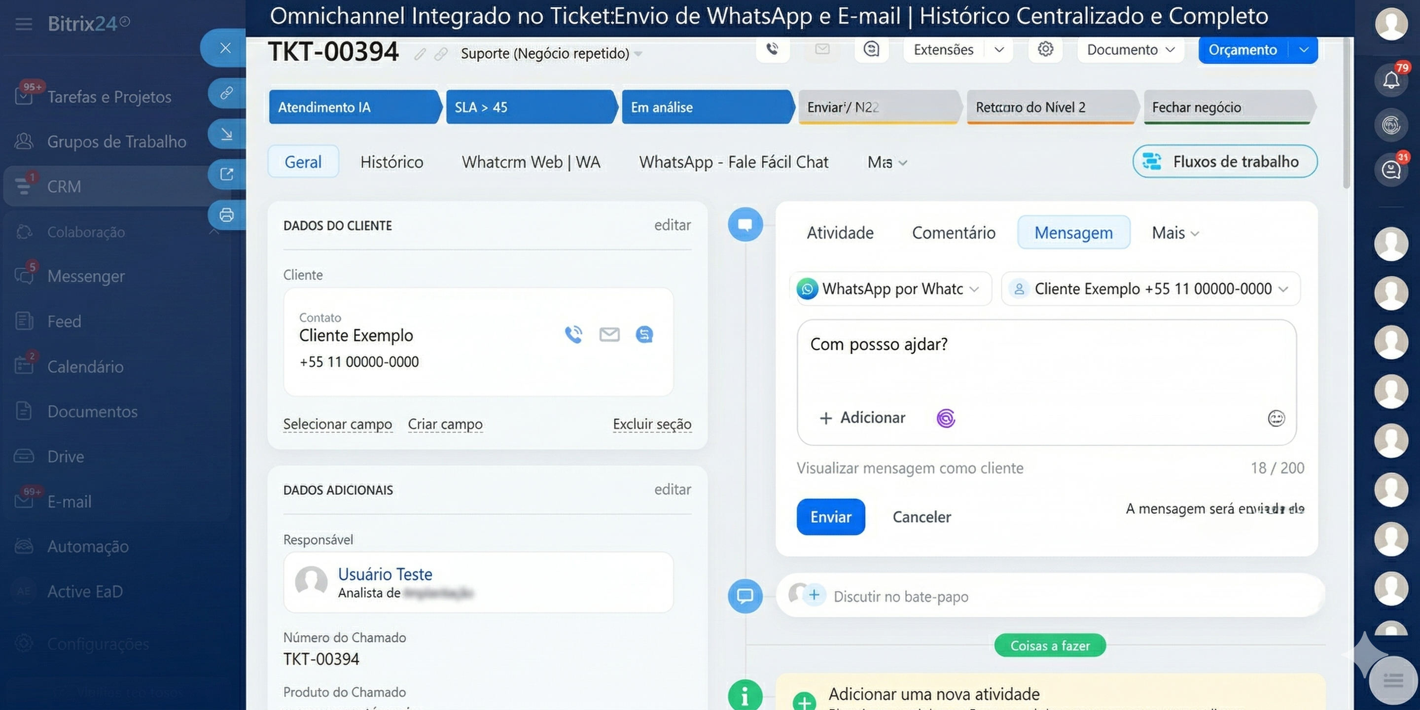 Omnichannel WhatsApp e Email integrados no Bitrix24